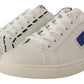 Elegant White & Blue Low-Top Leather Sneakers