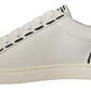 Elegant White & Blue Low-Top Leather Sneakers