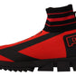 Elegant Monochrome Sneakers with Red Accent