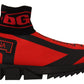 Elegant Monochrome Sneakers with Red Accent