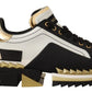Super King Leather Sneakers - Gold, White & Black