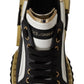 Super King Leather Sneakers - Gold, White & Black
