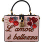 Chic Sequined Heart Floral Leather Box Bag