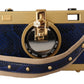 Elegant Blue Gold Wood Camera Box Bag
