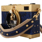 Elegant Blue Gold Wood Camera Box Bag