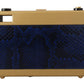 Elegant Blue Gold Wood Camera Box Bag