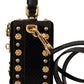 Elegant Black Crystal Embellished Box Bag