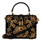 Elegant Black Crystal Embellished Box Bag
