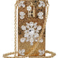 Gold Crystal Mini Purse with Chain