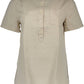 Beige Cotton Women Shirt