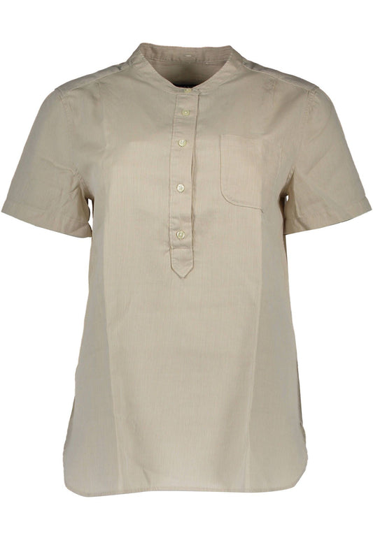 Beige Cotton Women Shirt