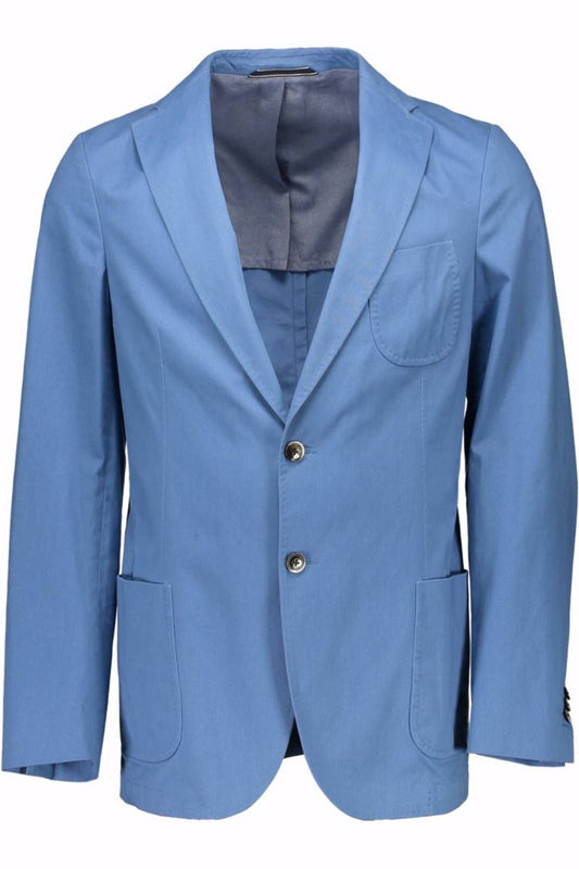Blue Cotton Men Jacket