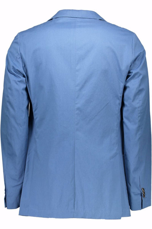 Blue Cotton Men Jacket
