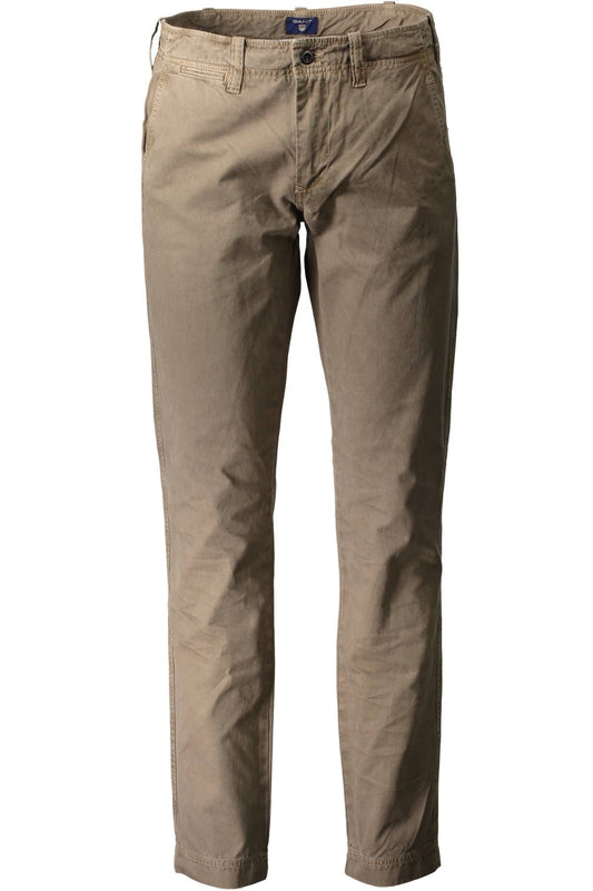 Brown Cotton Men Trouser