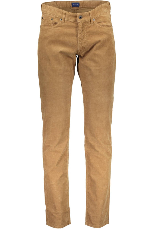 Brown Cotton Men Pant