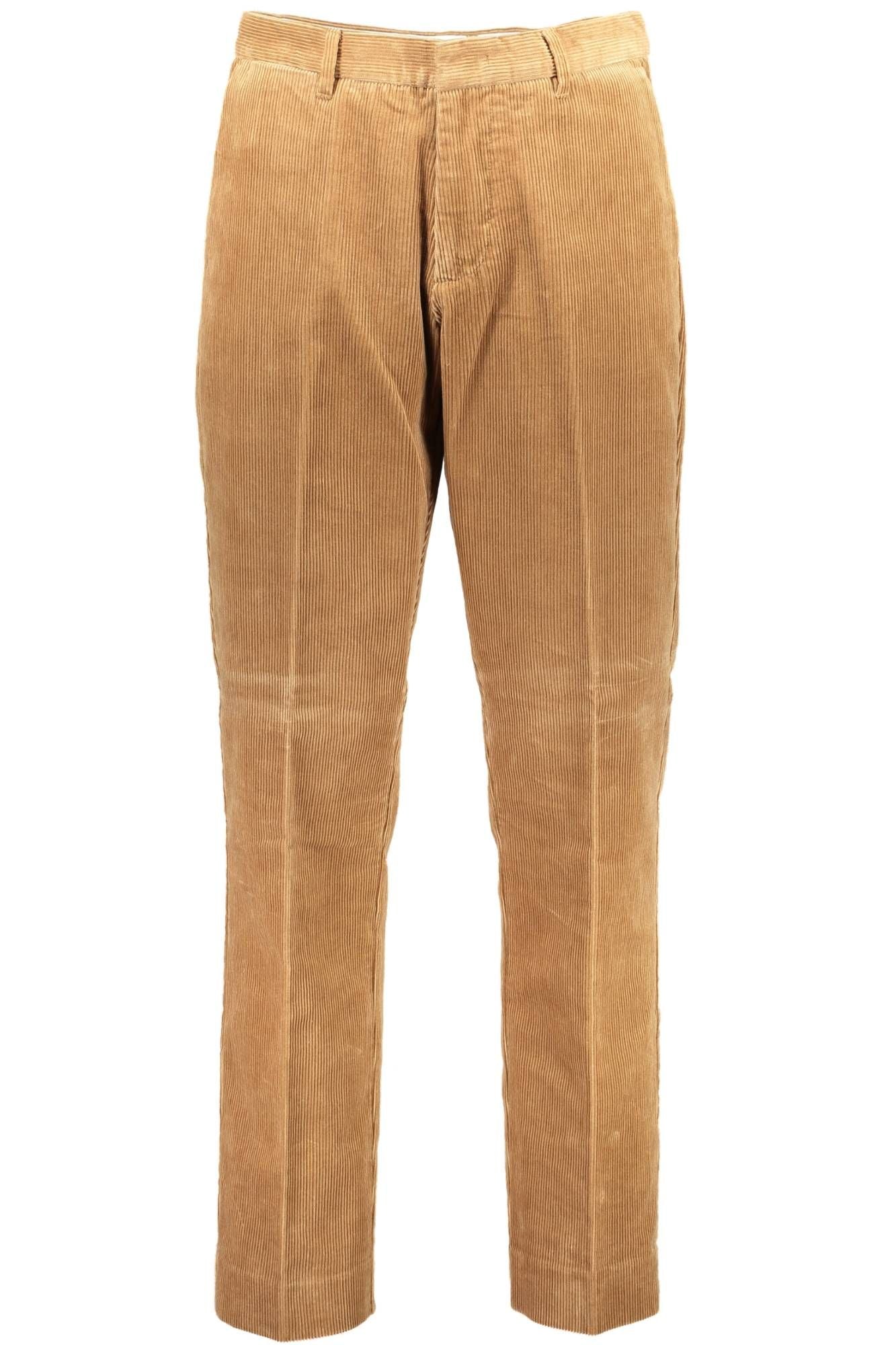 Brown Cotton Men Trouser