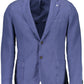 Blue Cotton Men Jacket