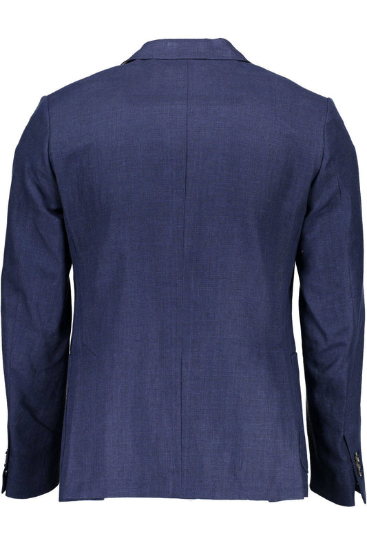 Blue Cotton Men Jacket