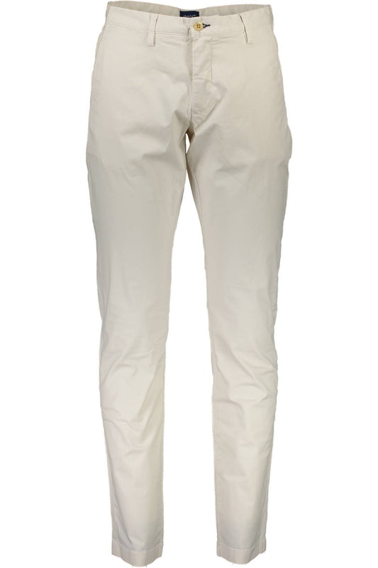 Beige Cotton Men Trouser
