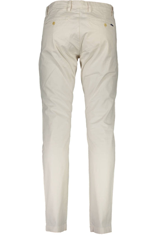 Beige Cotton Men Trouser