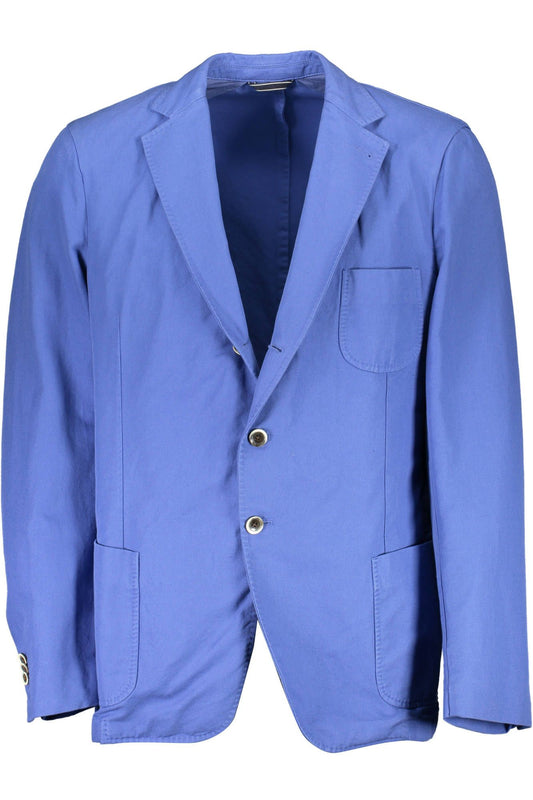 Blue Cotton Men Jacket