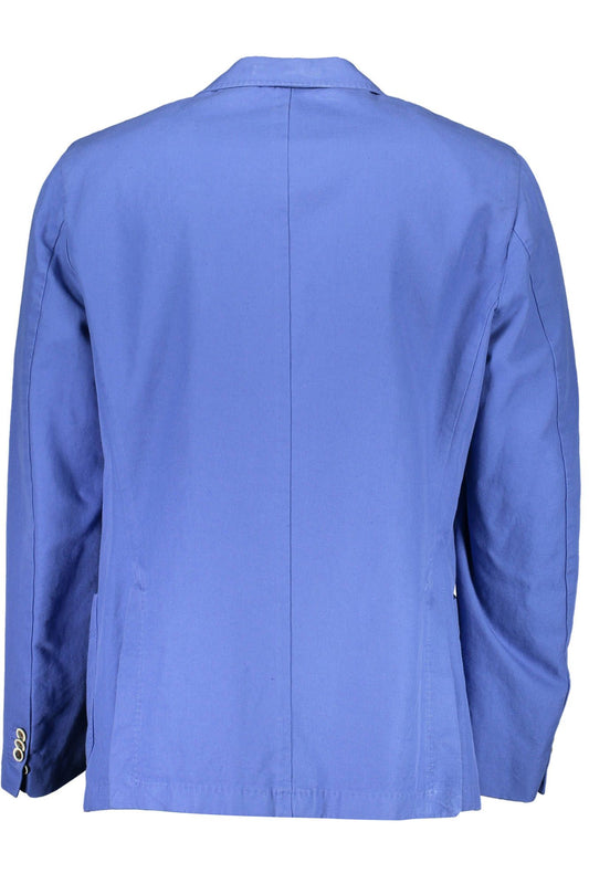 Blue Cotton Men Jacket