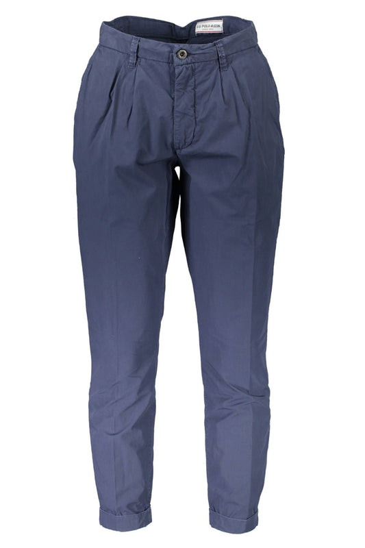 Blue Cotton Men Trouser