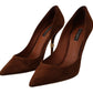 Elegant Suede Stiletto Heels in Rich Brown