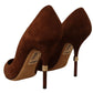 Elegant Suede Stiletto Heels in Rich Brown
