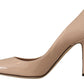 Beige Patent Leather Heels Elegance