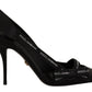 Elegant Black Leather Heels Pumps