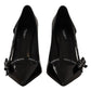 Elegant Black Leather Heels Pumps