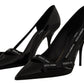 Elegant Black Leather Heels Pumps