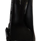 Elegant Black Leather Heels Pumps