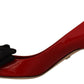 Elegant Patent Leather Heels with Chic Bow Accent