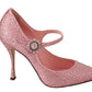Crystal-Embellished Pink Silk Stilettos