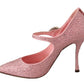 Crystal-Embellished Pink Silk Stilettos
