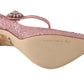 Crystal-Embellished Pink Silk Stilettos
