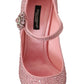 Crystal-Embellished Pink Silk Stilettos