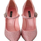 Crystal-Embellished Pink Silk Stilettos