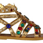 Elegant Gold Crystal-Embellished Flat Sandals