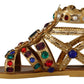 Elegant Gold Crystal-Embellished Flat Sandals