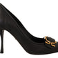 Elegant Leather Pumps with Brass Buckle