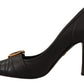 Elegant Leather Pumps with Brass Buckle