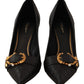 Elegant Leather Pumps with Brass Buckle