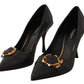 Elegant Leather Pumps with Brass Buckle