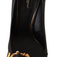Elegant Leather Pumps with Brass Buckle