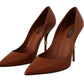 Elegant Leather Pumps in Rich Brown Hue