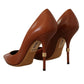 Elegant Leather Pumps in Rich Brown Hue