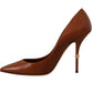 Elegant Leather Pumps in Rich Brown Hue
